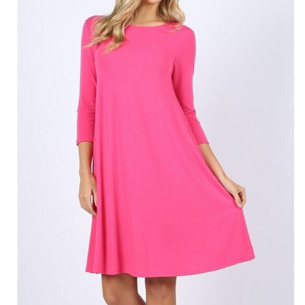 Flare Dress with pockets - Fuchsia